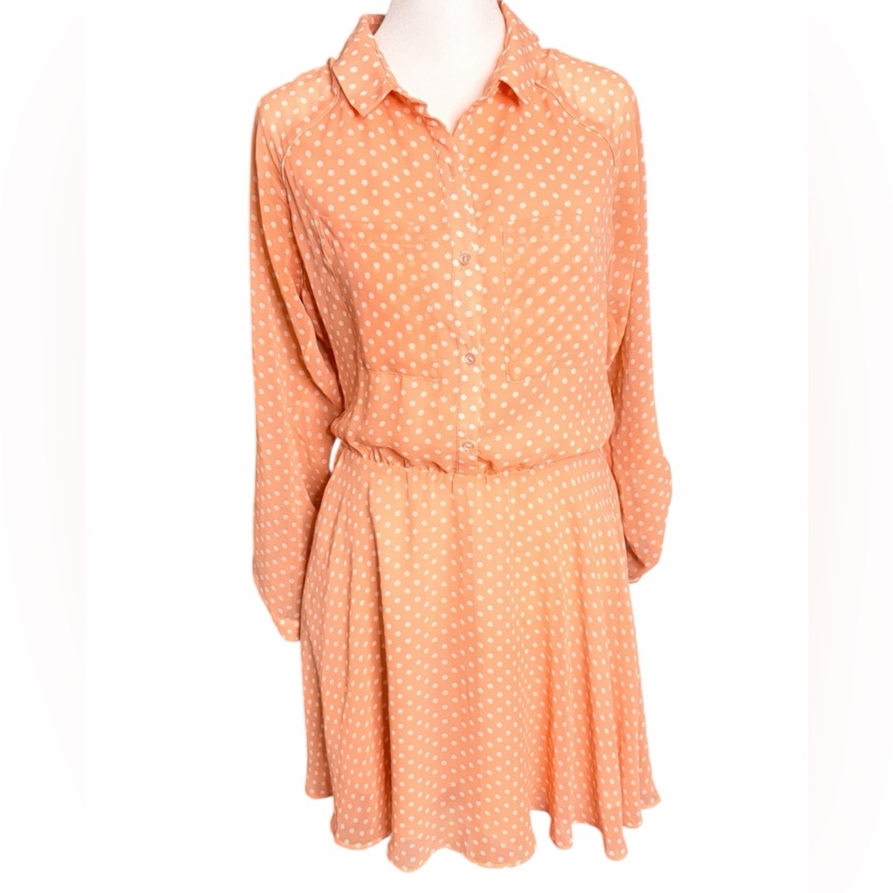 Dolce Vita Peach Polka Dot Long Sleeve Dress